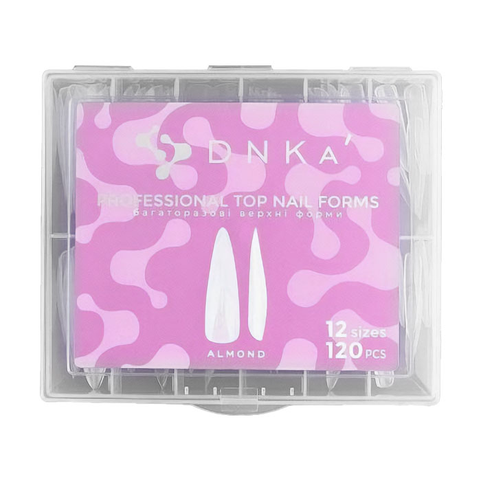 Багаторазові верхні форми для нарощування нігтів DNKa' Professional Top Nail Forms Almond мигдаль, розмір 12, 120 шт